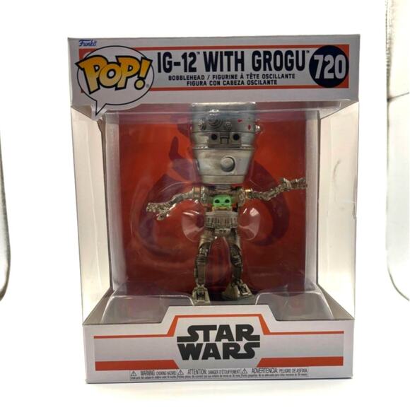 Funko Pop! Star Wars The Mandalorian IG-12 w/Grogu Deluxe, 720 - New - Picture 1 of 7
